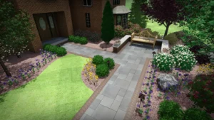 residential landscaping 3D rendering porch