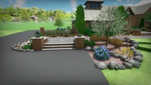 residential landscaping 3D rendering