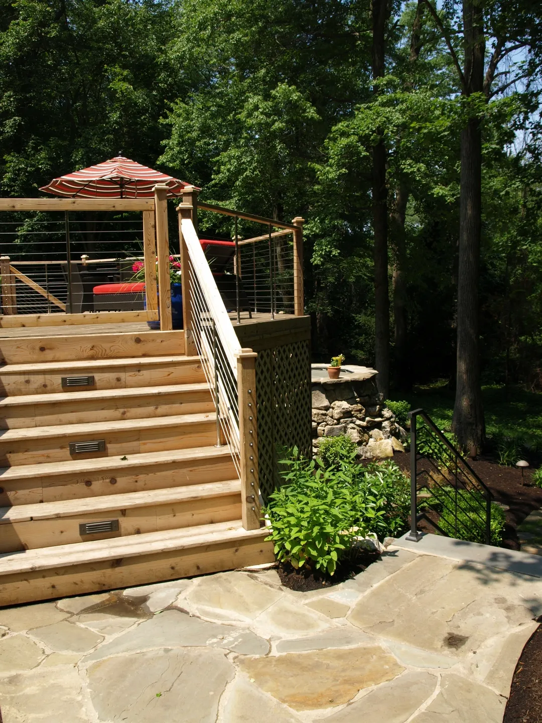 stairs of the wooden deck