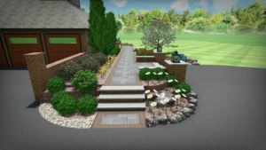 Landscape Architecture of a house with a small garden
